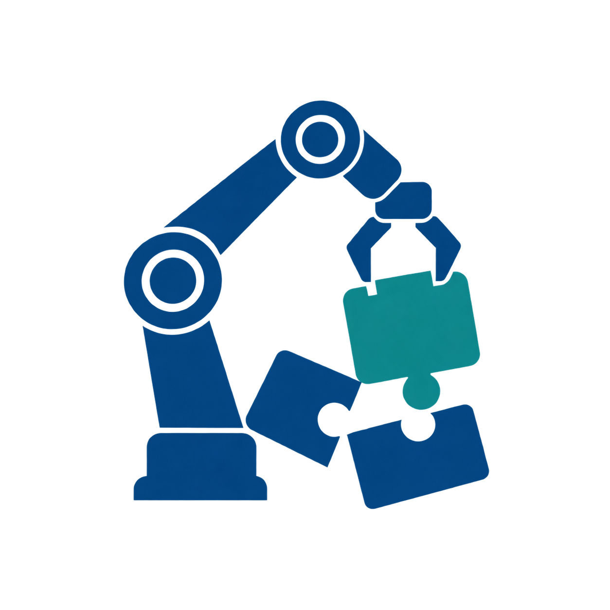 Robot arm composing puzzle pieces